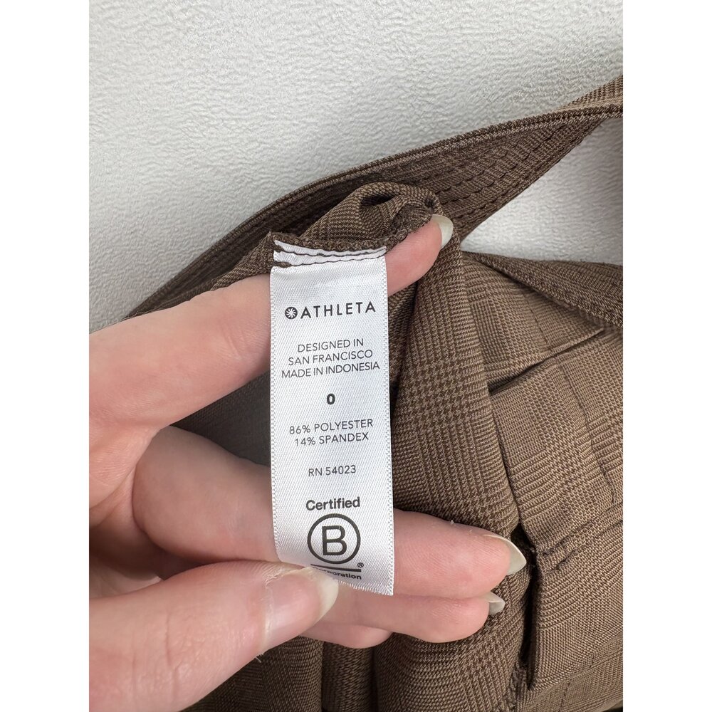 Athleta Paperbag Belted Pleated Trousers Size 0 Brown - Picture 5 of 13